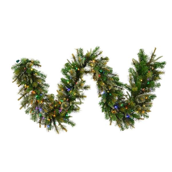 9' x 18" Artificial Cashmere Pine Garland 150 Multi-Color Italian LED Lights