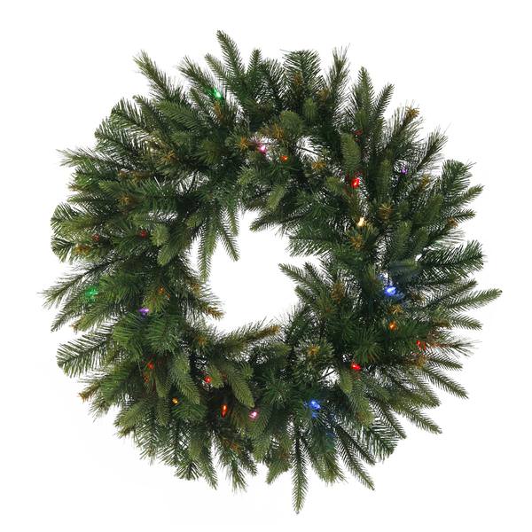 24" Artificial Cashmere Pine Wreath 50 Multi-Color Italian LED Lights