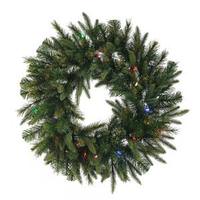 Vickerman 24" Artificial Cashmere Pine Wreath 50 Multi-Color Italian LED Lights