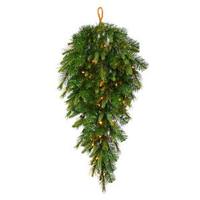 Vickerman 36" Artificial Cashmere Pine Battery Operated Teardrop 30 Warm White Italian LED Lights