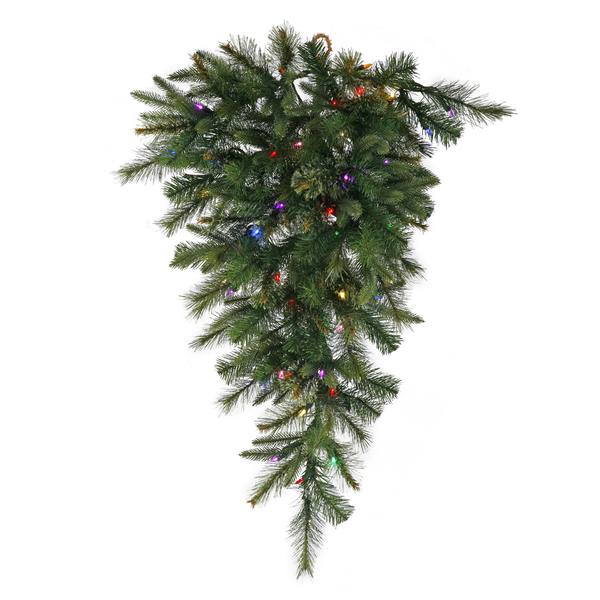36" Artificial Cashmere Pine Battery Operated Teardrop 30 Multi-Color Italian LED Lights