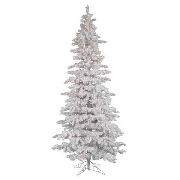 7.5' x 43" Artificial Flocked White Slim 400 Warm White Italian LED Lights