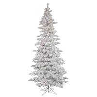 Vickerman 7.5' x 43" Artificial Flocked White Slim 400 Warm White Italian LED Lights
