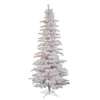 Vickerman 7.5' x 43" Artificial Flocked White Slim 400 Multi-Color Lights