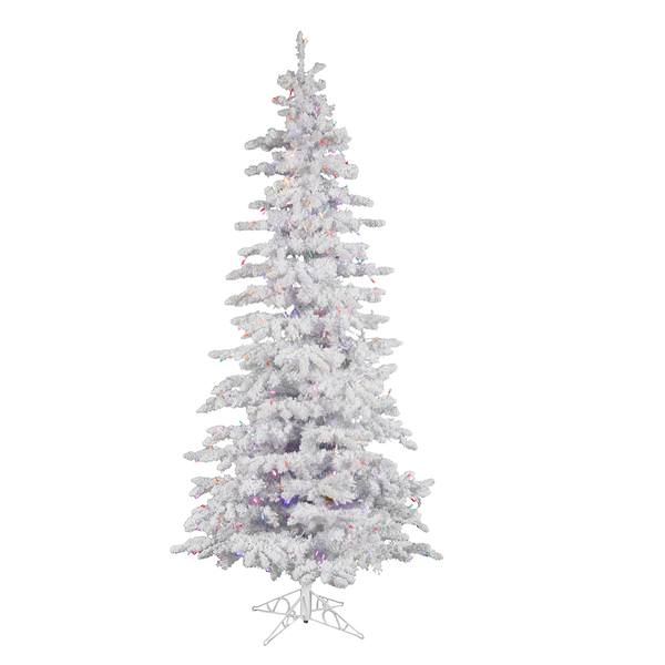 7.5' x 43" Artificial Flocked White Slim 400 Multi-Color Italian LED Lights