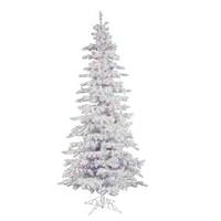 Vickerman 7.5' x 43" Artificial Flocked White Slim 400 Multi-Color Italian LED Lights