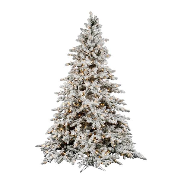 7.5' x 65" Artificial Flocked Utica 850 Clear Lights