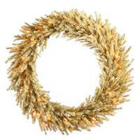 Vickerman 30" Artificial Champagne Wreath 50 Clear Lights