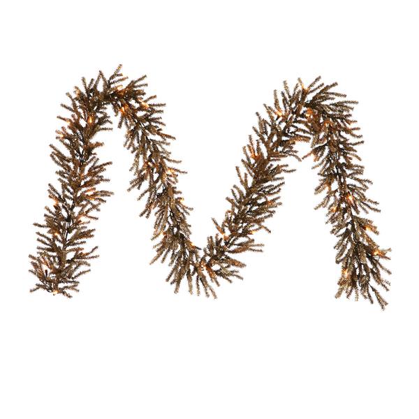 9' x 10" Artificial Chocolate Garland 50 Clear Lights