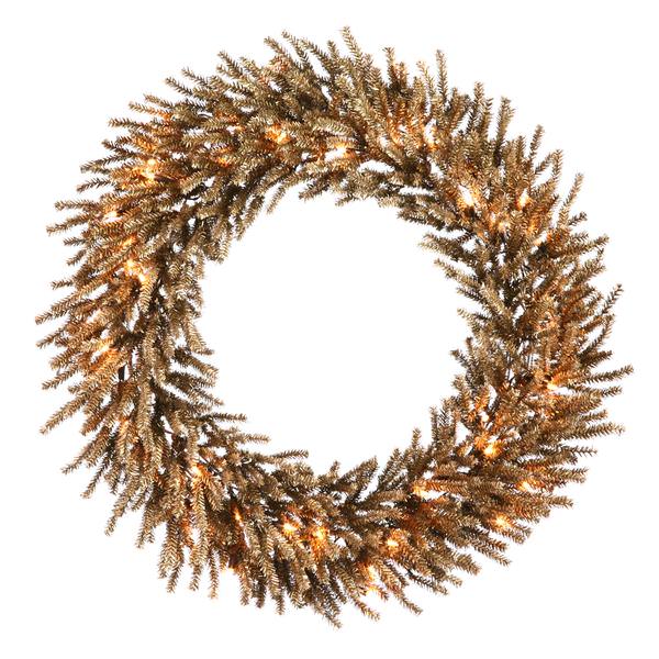 24" Artificial Chocolate Wreath 35 Clear Lights