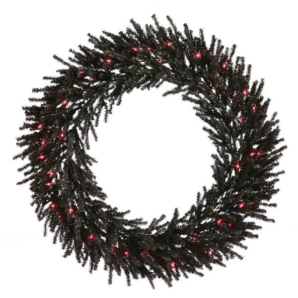 30" Artificial Black 50 Purple Miniature Lights