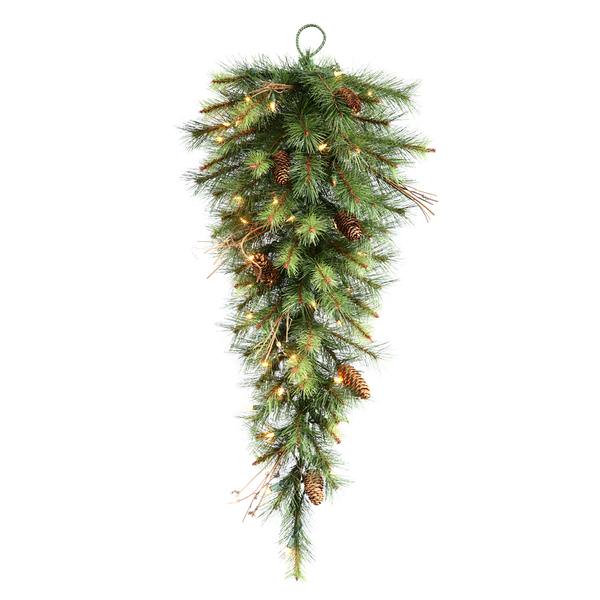 36" Artificial Caribou Mix Pine Teardrop 35 Clear Lights