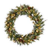Vickerman 48" Artificial Caribou Mix Pine Wreath 200 Clear Lights