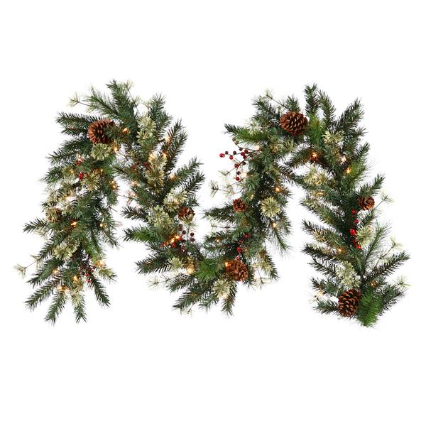 9' X 14"Artificial  Nisswa Berry Pine 70 Clear Lights with Cones