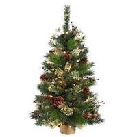 Vickerman 3' Artificial Nisswa Berry Pine 70 Clear Lights with Berries and Cones