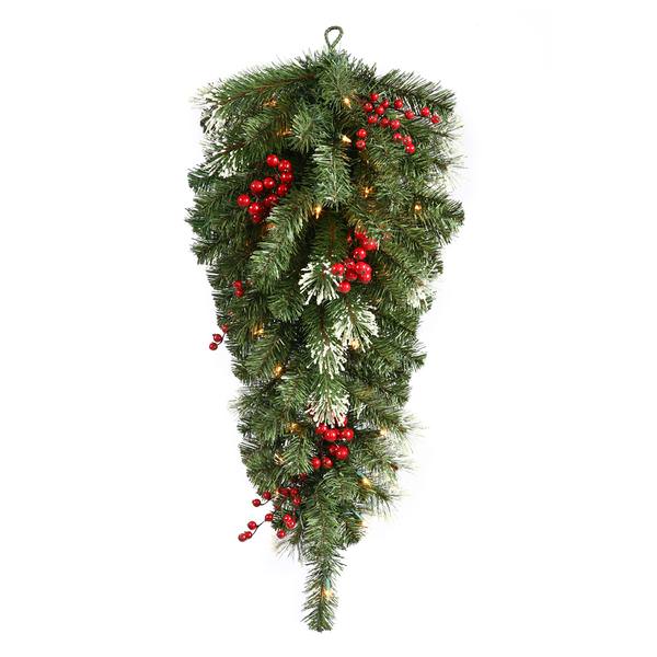 36" Artificial Siegal Berry Pine Teardrop 35 Clear Lights