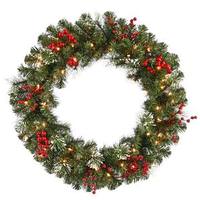 Vickerman 24" Artificial Siegal Berry Pine Wreath 35 Clear Lights with Berries