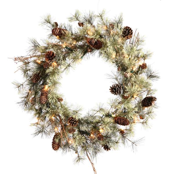 30" Artificial Dakota Pine 50 Clear Miniature Lights with Pine Cones
