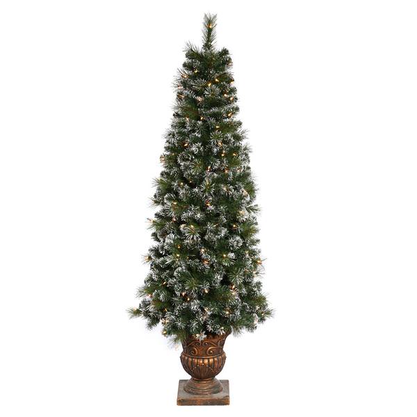 6' Artificial Sweden Pine Potted 200 Clear Lights