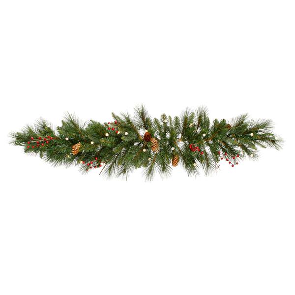 3' Artificial Mixed Pine Swag Garland Battery Operated 35 Warm White Lights