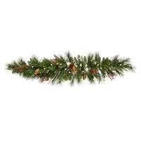 Vickerman 3' Artificial Mixed Pine Swag Garland Battery Operated 35 Warm White Lights