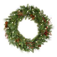 Vickerman 24" Artificial Mixed Pine Wreath Battery Operated 35 Warm White Lights