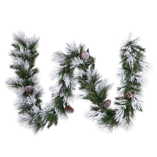 9' X 12" Artificial Flocked Mixed Pine Garland