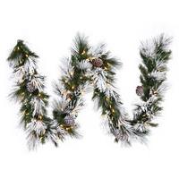 Vickerman 9' x 12" Artificial Flocked Mix Pine Garland 100 Clear Lights