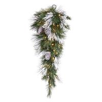 Vickerman 36" Artificial Flocked Mix Pine Teardrop 50 Warm White Italian LED Lights