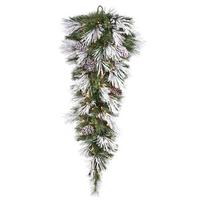 Vickerman 48" Artificial Flocked Mix Pine Teardrop 100 Clear Lights