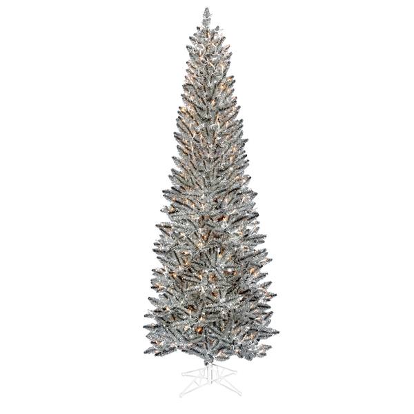 9' x 41" Pewter Tinsel 500 Clear Lights