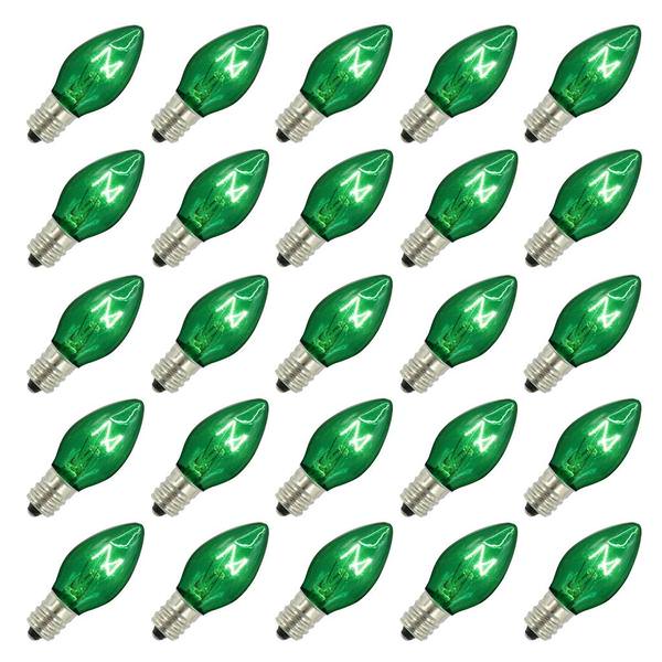 C7 Candelabra Screw Base Transparent Green (25 pack)