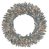 Vickerman 36" Artificial Pewter Tinsel Wreath 100 Clear Lights