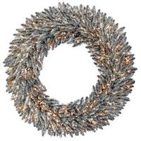 Vickerman 48" Artificial Pewter Tinsel Wreath 200 Clear Lights