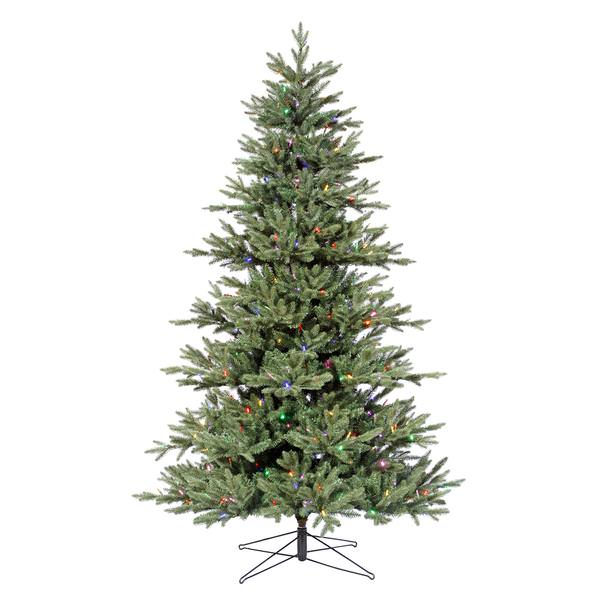 7.5' x 55" Artificial Medium Blue Noble Fir 500 Multi-Color Italian LED Lights