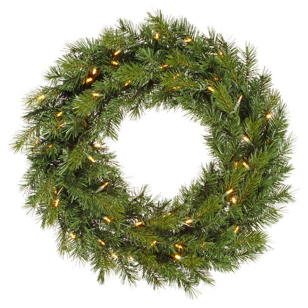 30" Artificial Augusta Pine Wreath 50 Warm White Italian LED Lights