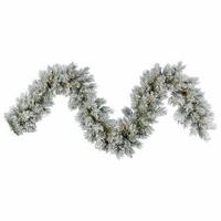 Vickerman 9' x 14" Artificial Frosted White Pine Garland 100 Clear Lights