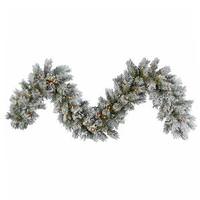Vickerman 9' x 14" Artificial Frosted White Pine Garland 100 Warm White Italian LED Lights