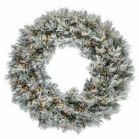 Vickerman 36" Artificial Frosted White Pine Wreath 100 Clear Lights