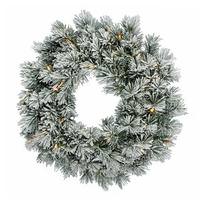 Vickerman 36" Artificial Frosted White Pine Wreath 100 Warm White Italian LED Lights