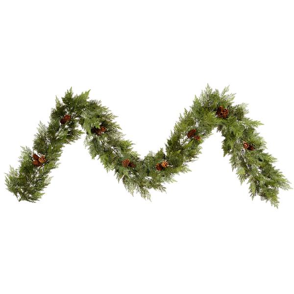 9' x 12" Artificial Cedar Garland with Pine Cones