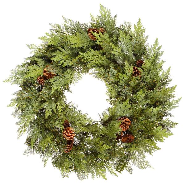 24" Artificial Cedar with Pine Cones