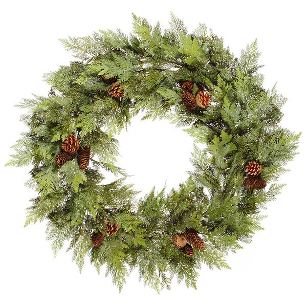 36" Artificial Cedar with Pine Cones