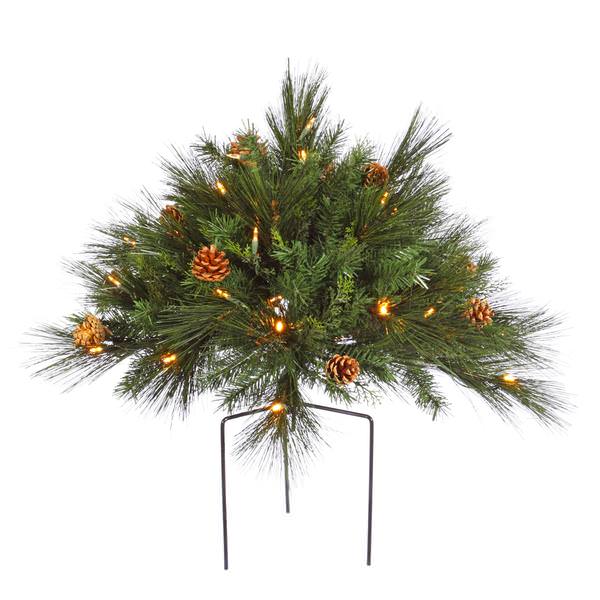 1.5' x 36" Artificial Manowa Mix Pine Bush 50 LED Warm White Lights