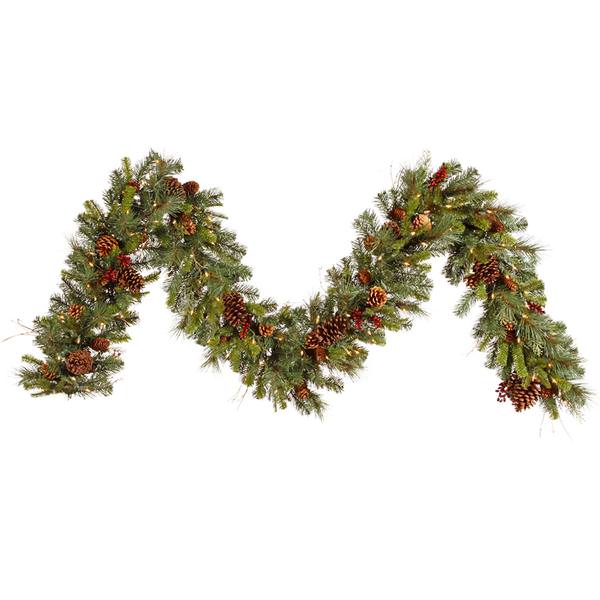 9' x 14" Artificial Cibola Mix Berry Garland 100 Clear Lights