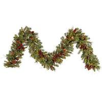 Vickerman 9' x 14" Artificial Cibola Mix Berry Garland 100 Clear Lights
