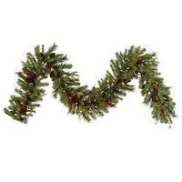 View 9' x 14" Artificial Cibola Mix Berry Garland 100 Warm White Italian LED Lights