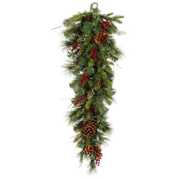 36" Artificial Cibola Mix Teardrop with Berries and Pine Cones