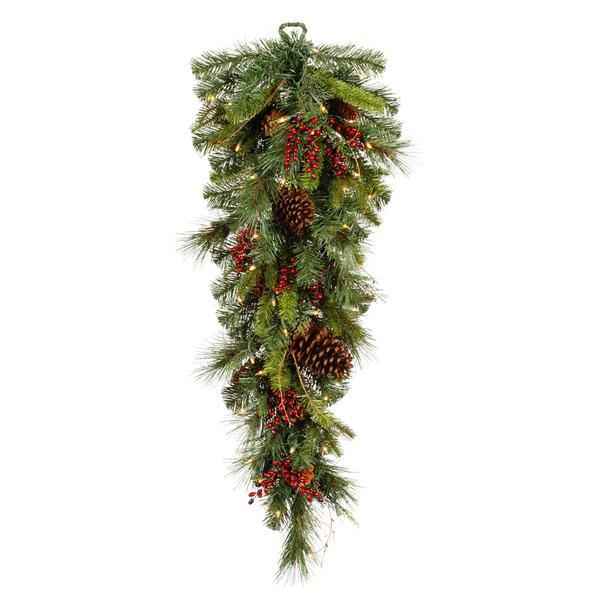 36" Artificial Cibola Mix Berry Teardrop 50 Clear Lights