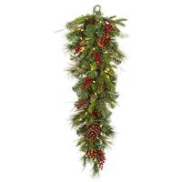 Vickerman 3' Artificial Cibola Mixed Berry Teardrop 50 Warm White LED Lights